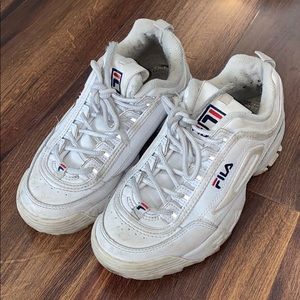 white chunky fila sneakers size 8
